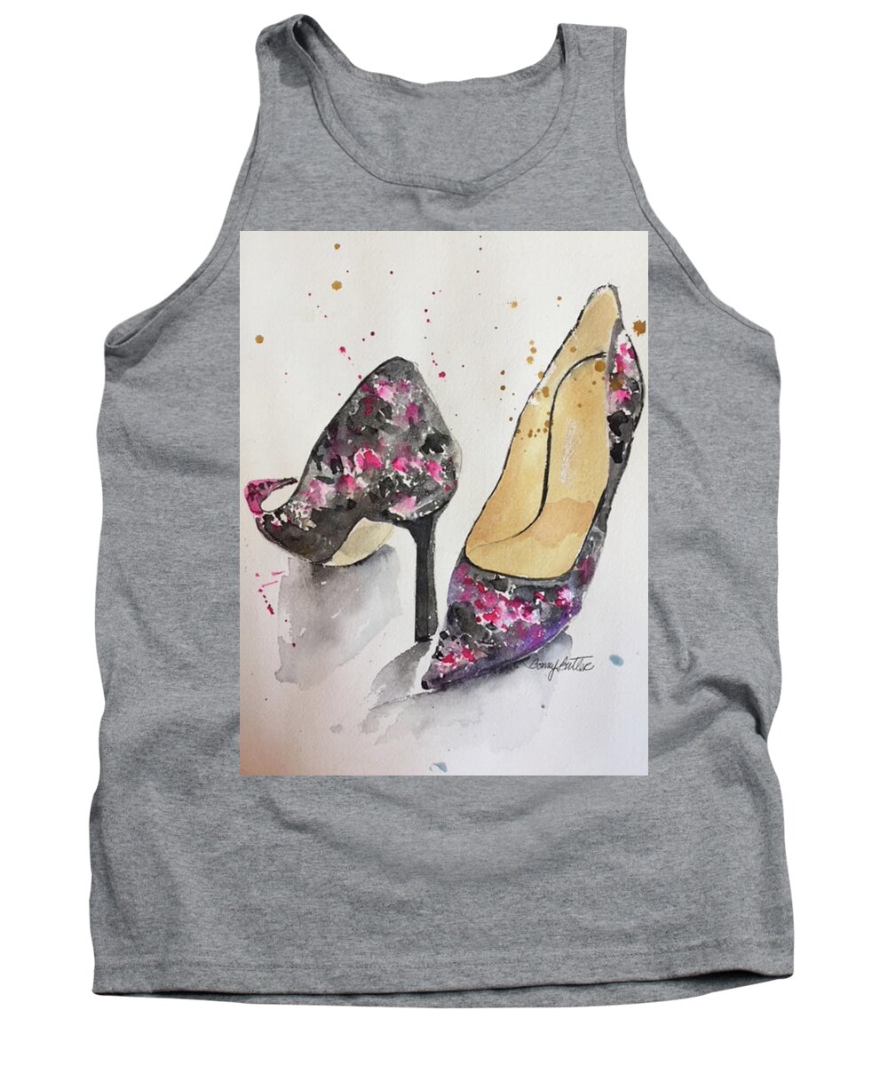 Shoe Tank Top featuring the painting I Want Jimmy Choos by Bonny Butler
