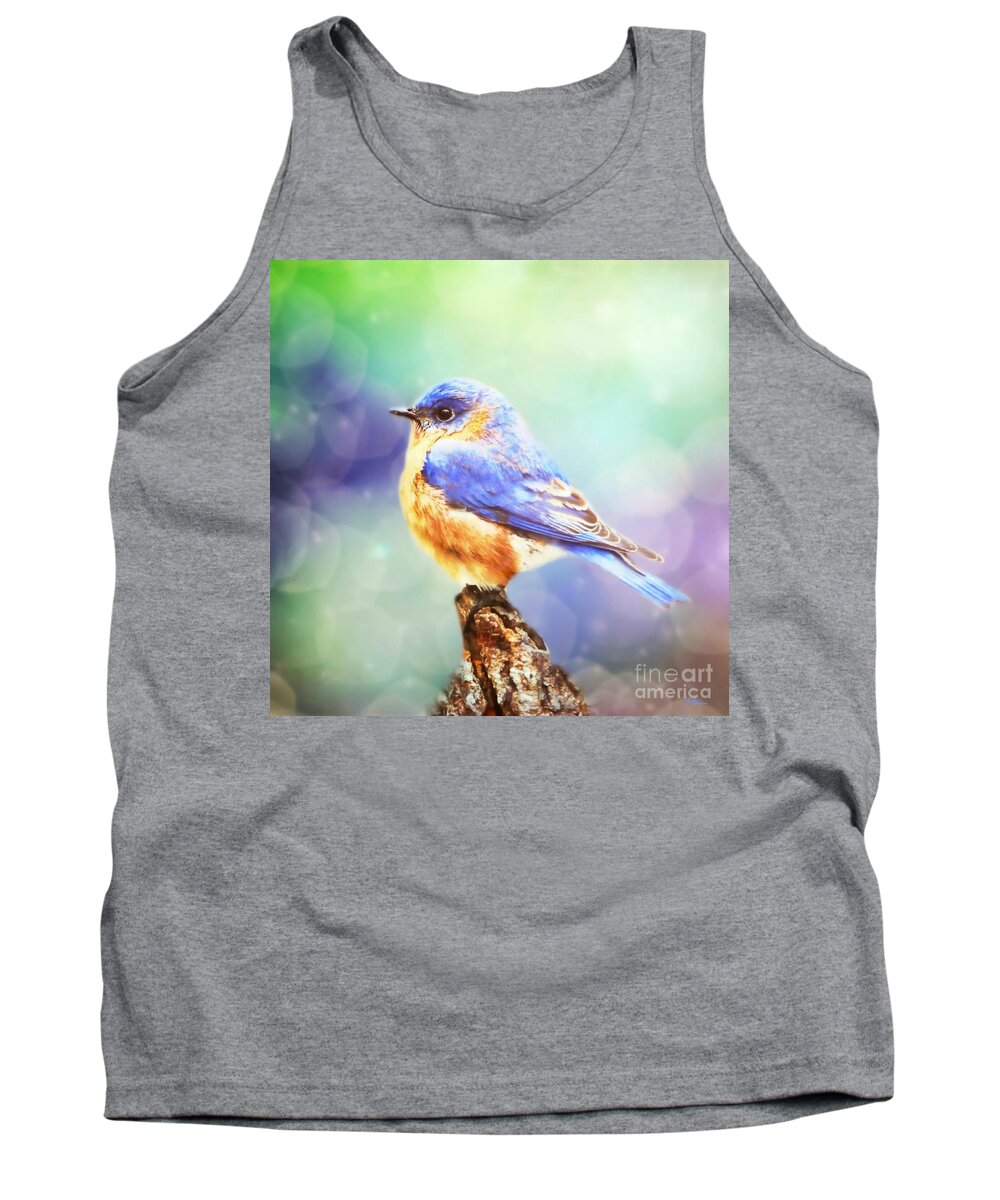 Bluebird Tank Top featuring the mixed media Silent Reverie by Tina LeCour