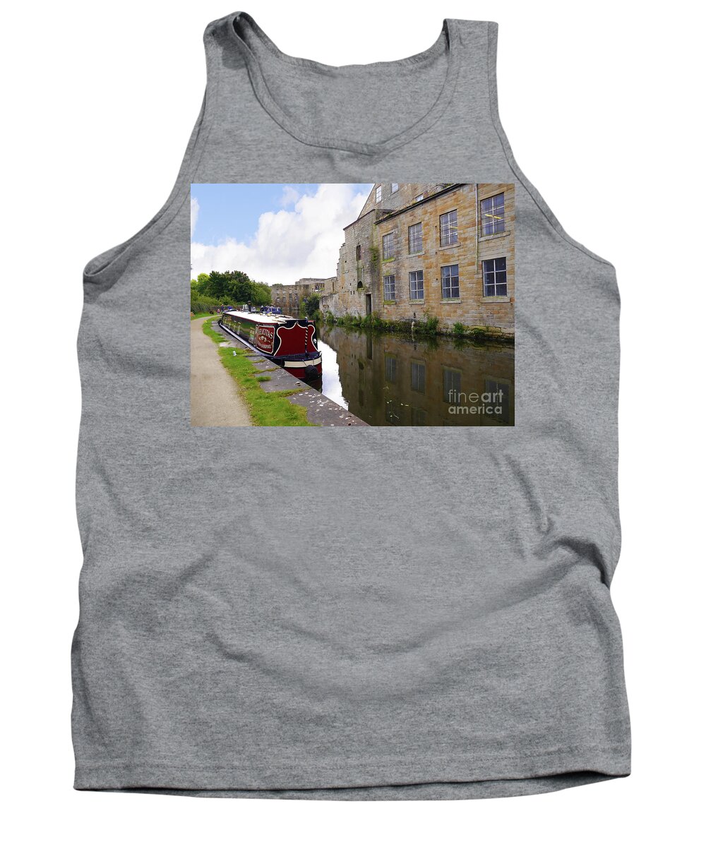 Brenda Tank Top featuring the photograph Narrowboat on a quiet morning by Brenda Kean