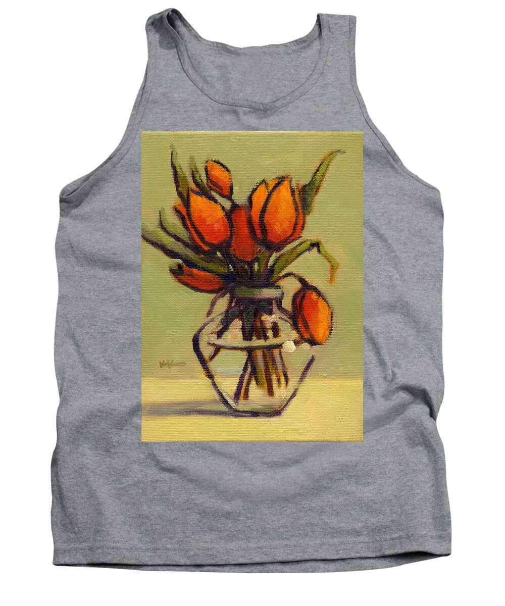 Orange Tank Top featuring the painting Simple Elegance by Konnie Kim