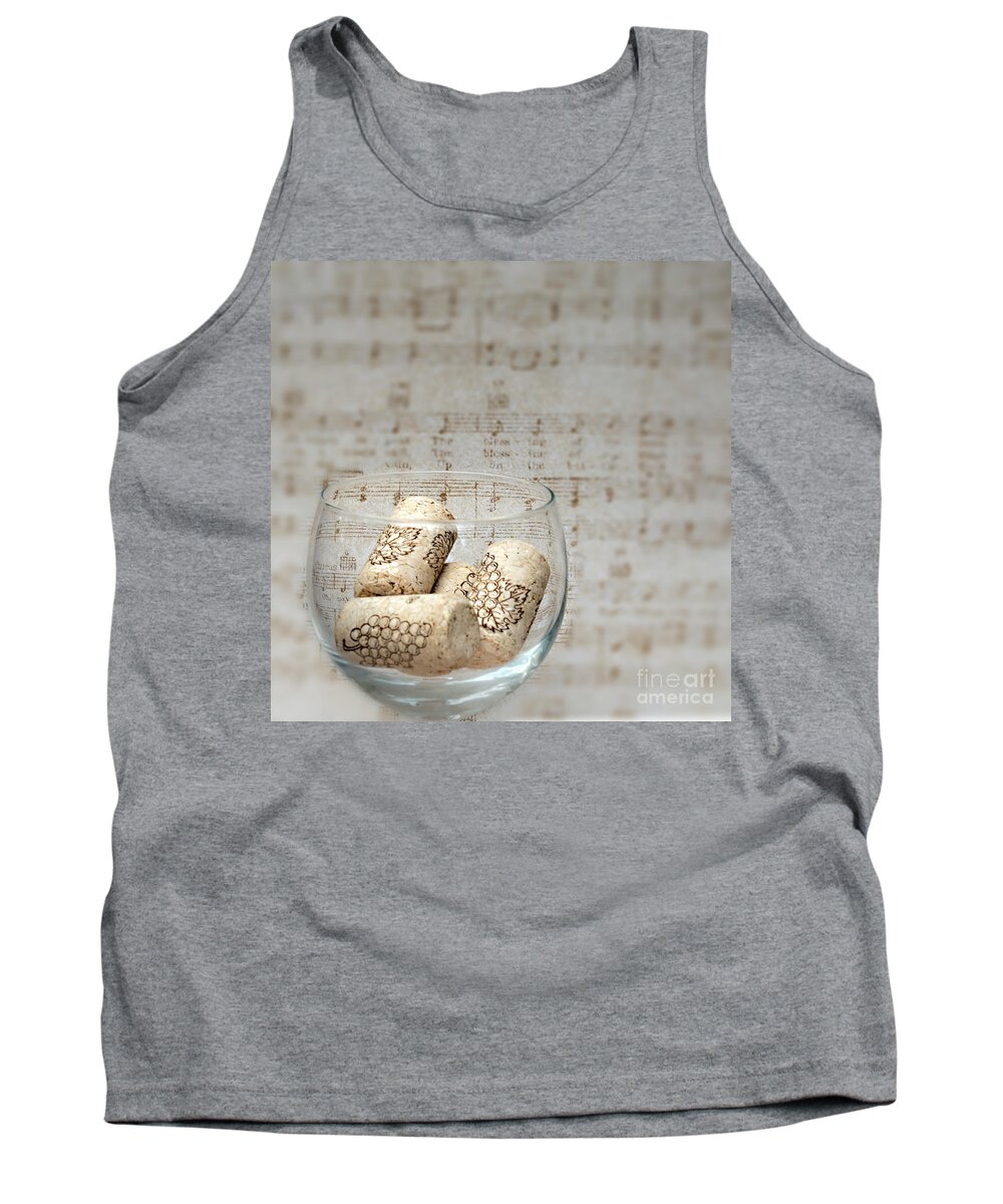 Wine Glass Tank Top featuring the photograph Sipping Wine while Listening to Music by Sherry Hallemeier