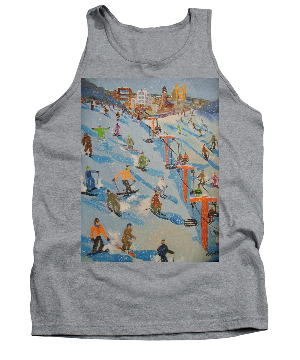 Great Bear Tank Top featuring the painting Ski Hill by Rodger Ellingson
