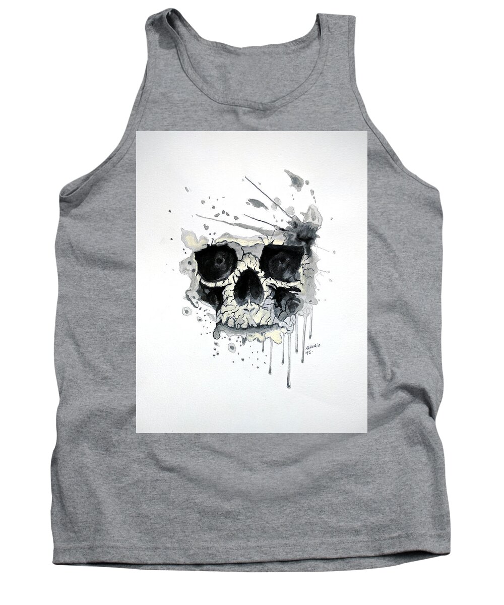 Juicy Tank Top featuring the painting Skull by Edwin Alverio
