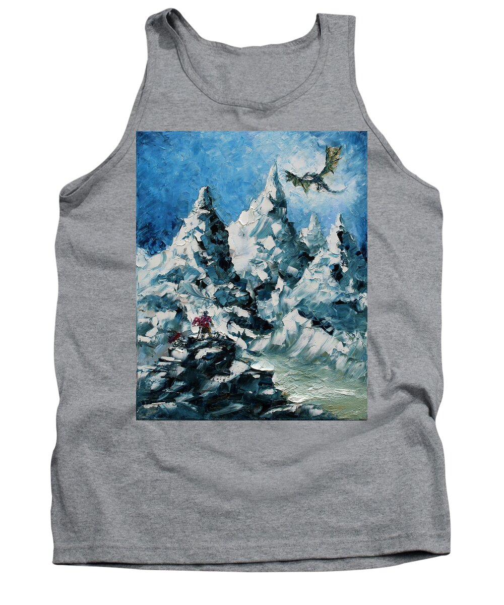 Skyrim Art Tank Top featuring the painting Skyrim - A Meeting of Souls by Nelson Ruger