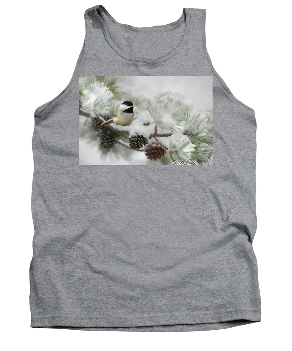 Bird Tank Top featuring the photograph Snow Day by Lori Deiter