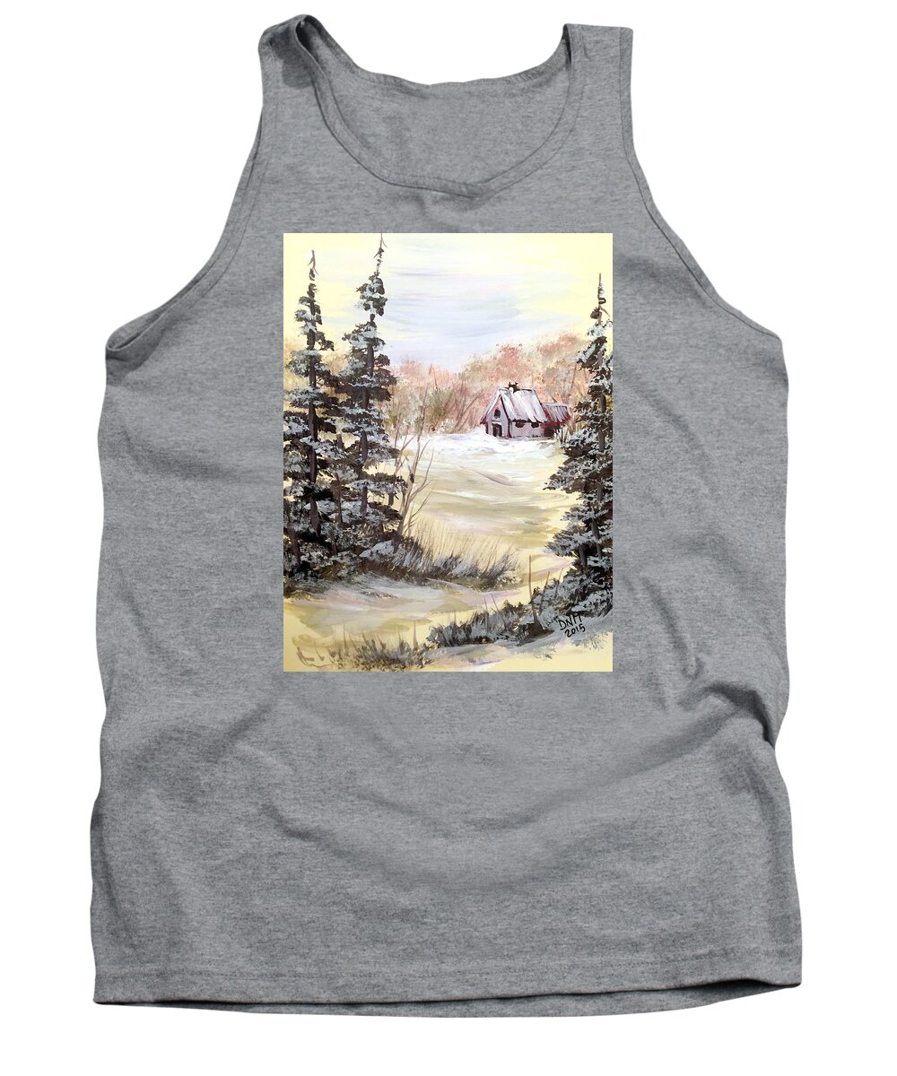 Winter Tank Top featuring the painting Snow everywhere by Dorothy Maier