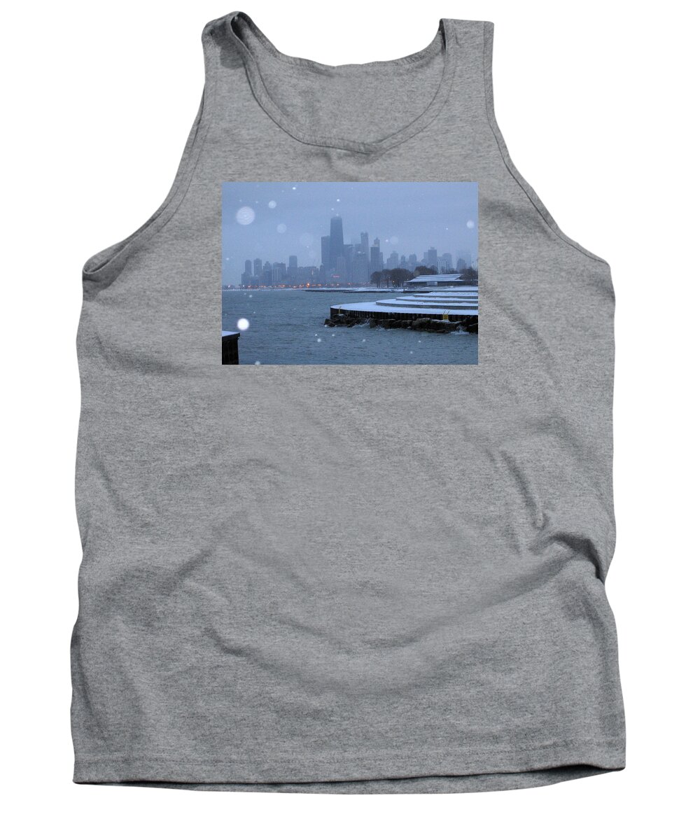 Chicago Tank Top featuring the photograph Snowy Chicago by Laura Kinker
