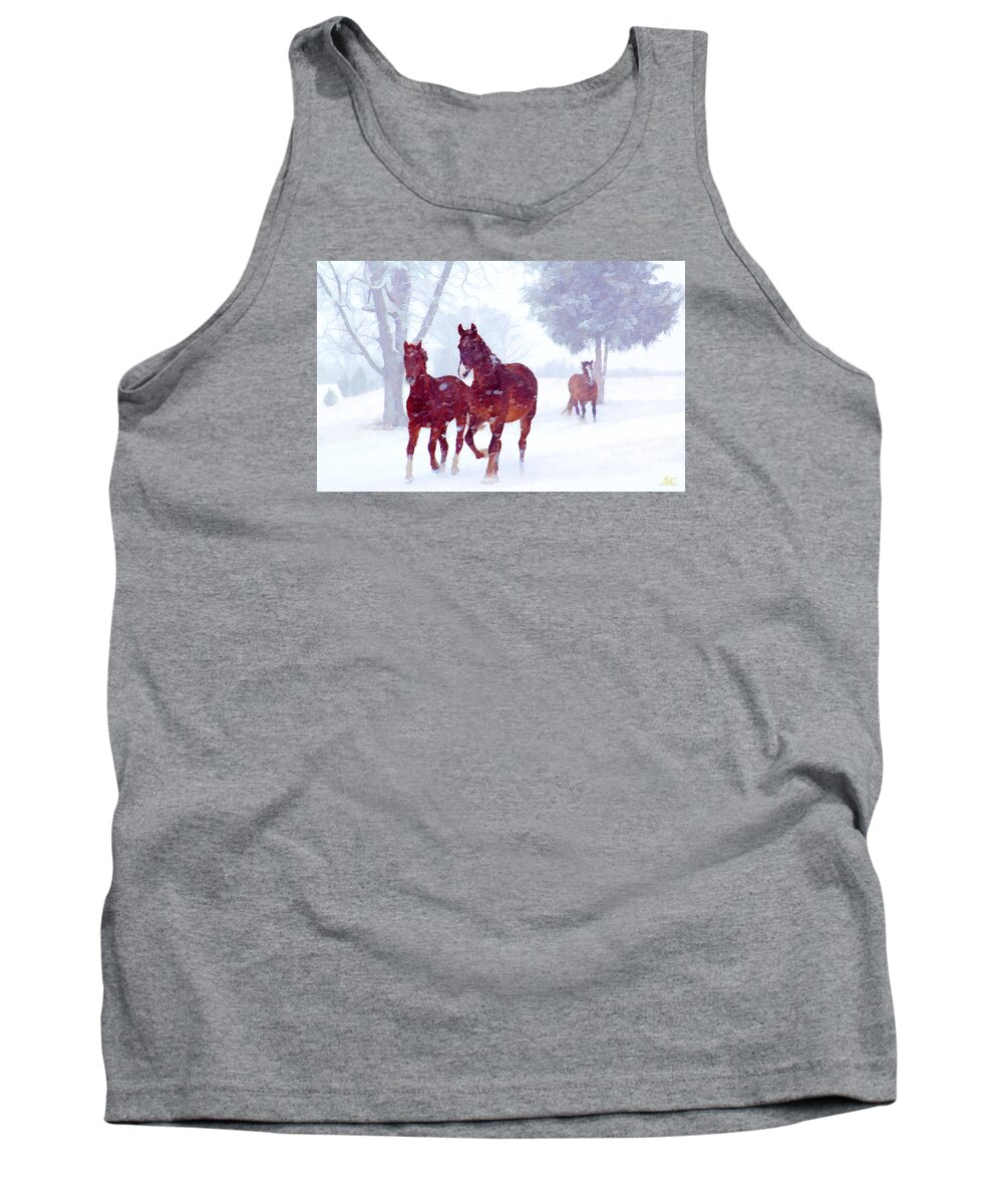 Horse Tank Top featuring the photograph Snow Run by Sam Davis Johnson