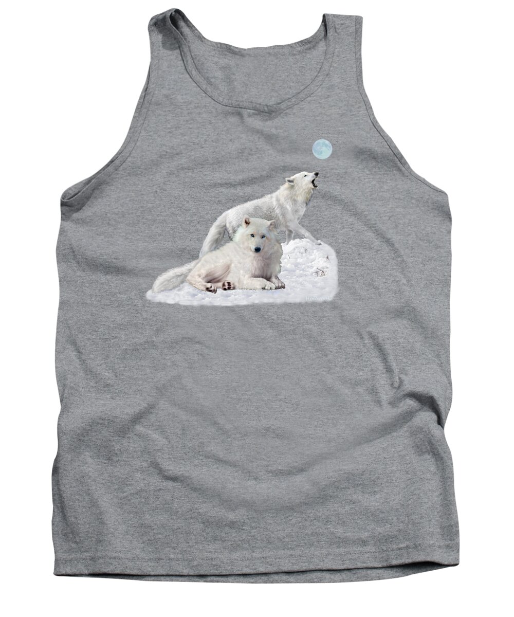 White Wolves Tank Top featuring the digital art Snow Wolves of the Wild by Glenn Holbrook