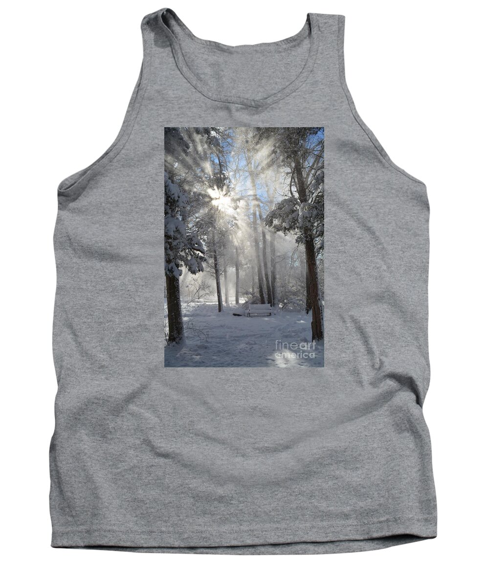Sunburst Tank Top featuring the photograph Snowflakes and Sunbeams by Dani McEvoy