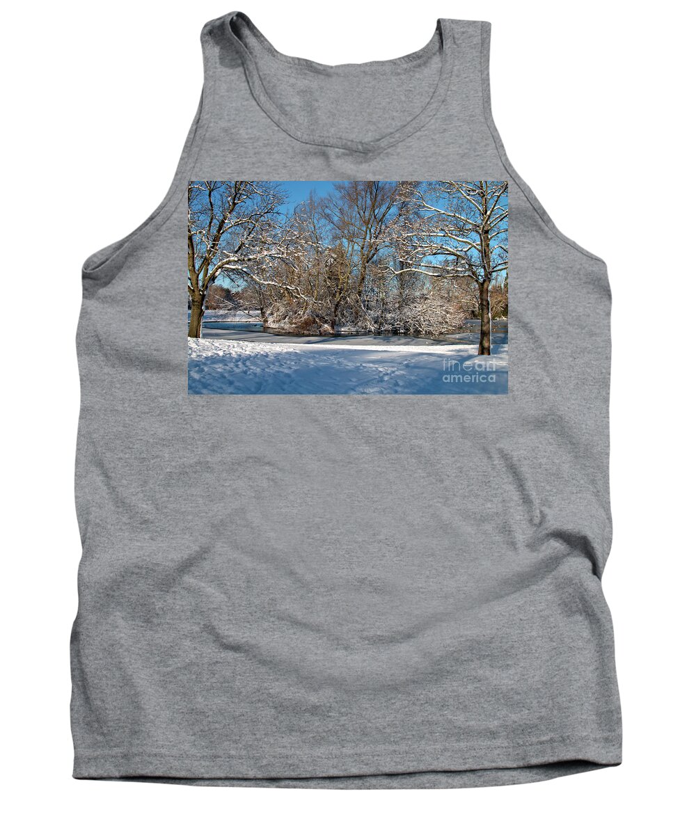 Landscape Tank Top featuring the photograph Snowy Island by Baggieoldboy