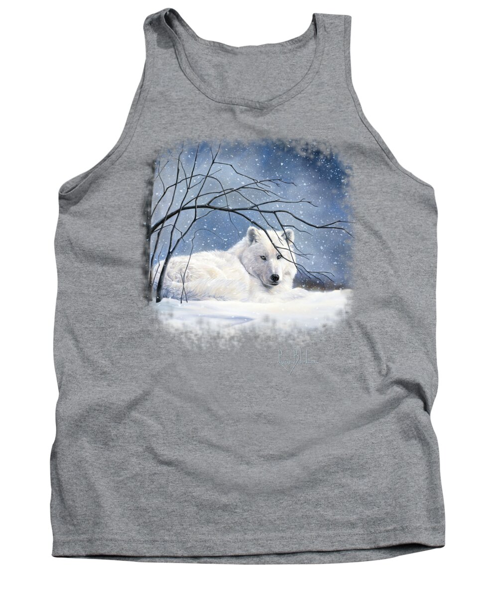Wolf Tank Top featuring the painting Snowy by Lucie Bilodeau