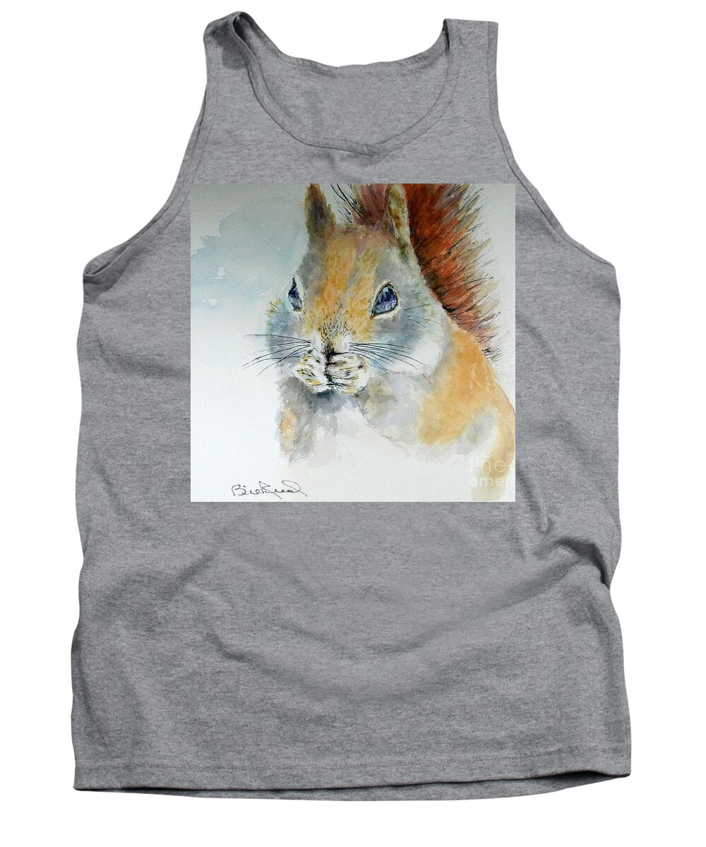 Squirrel Tank Top featuring the painting Snowy Red Squirrel by William Reed