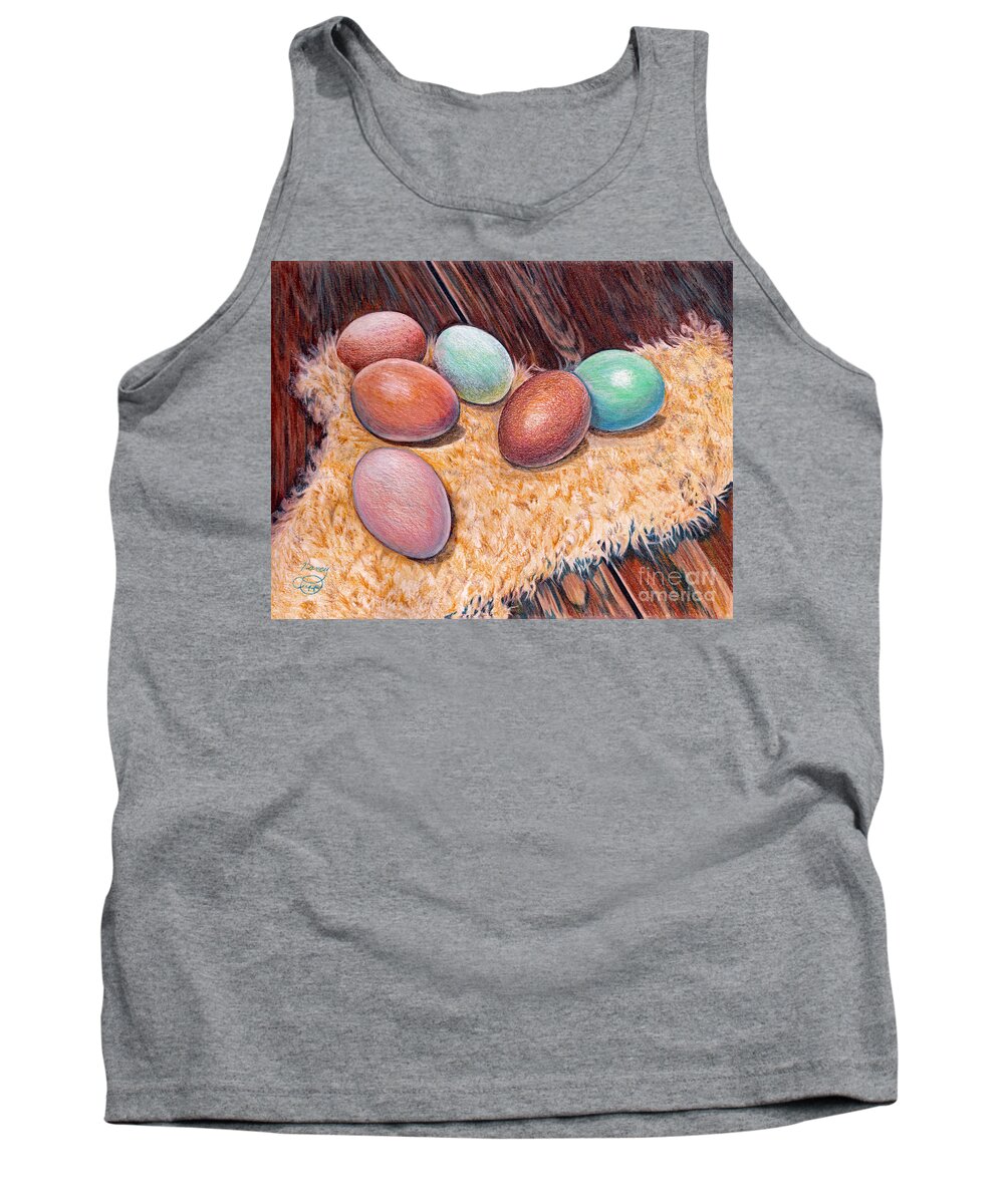 Eggs Tank Top featuring the drawing Soft Eggs by Nancy Cupp