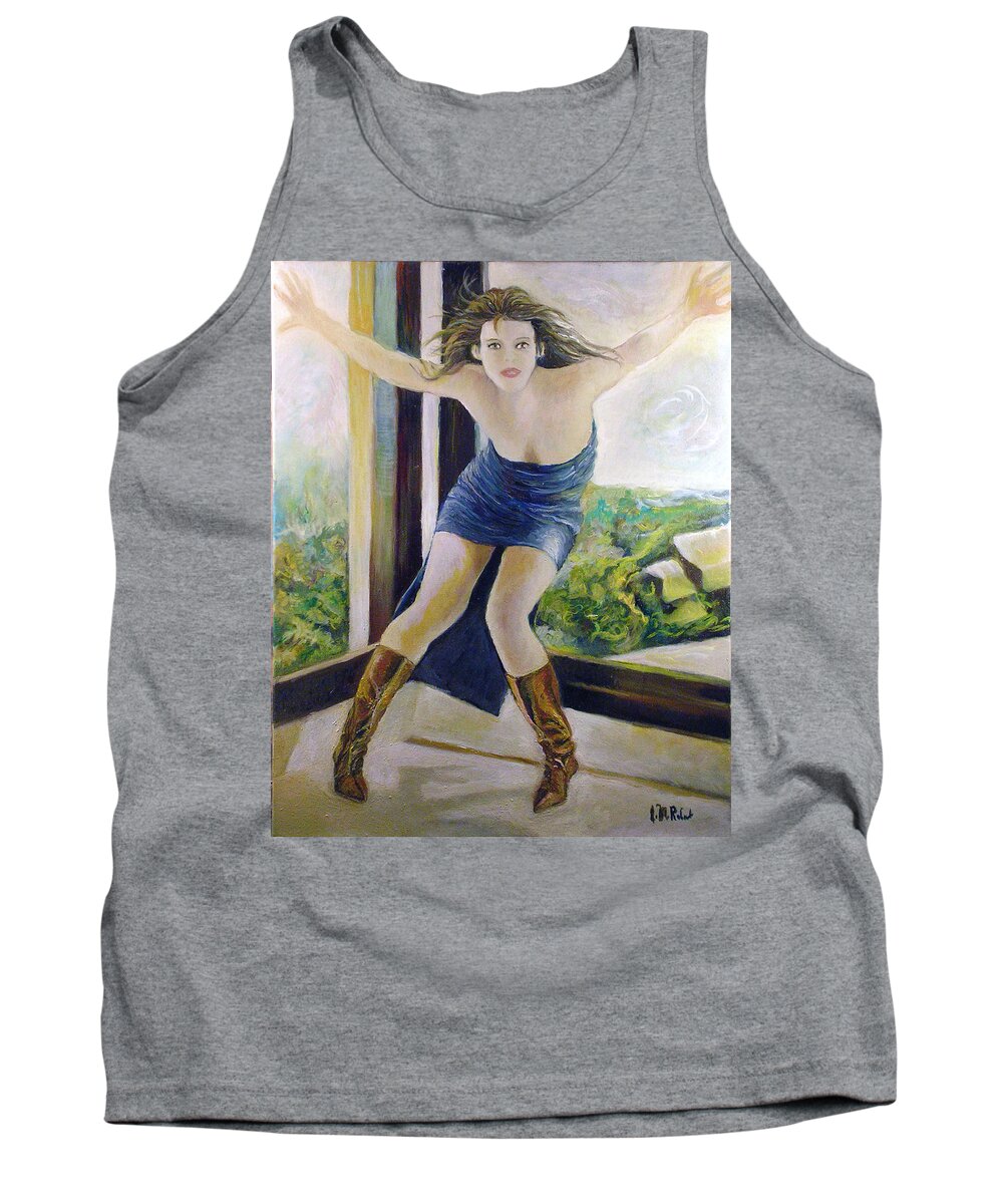 Mode Tank Top featuring the painting Sophie Marceau by Jean-Marc Robert