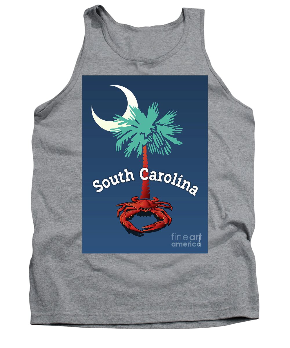 Blue Crab Tank Top featuring the digital art South Carolina Palmetto Crab by Joe Barsin
