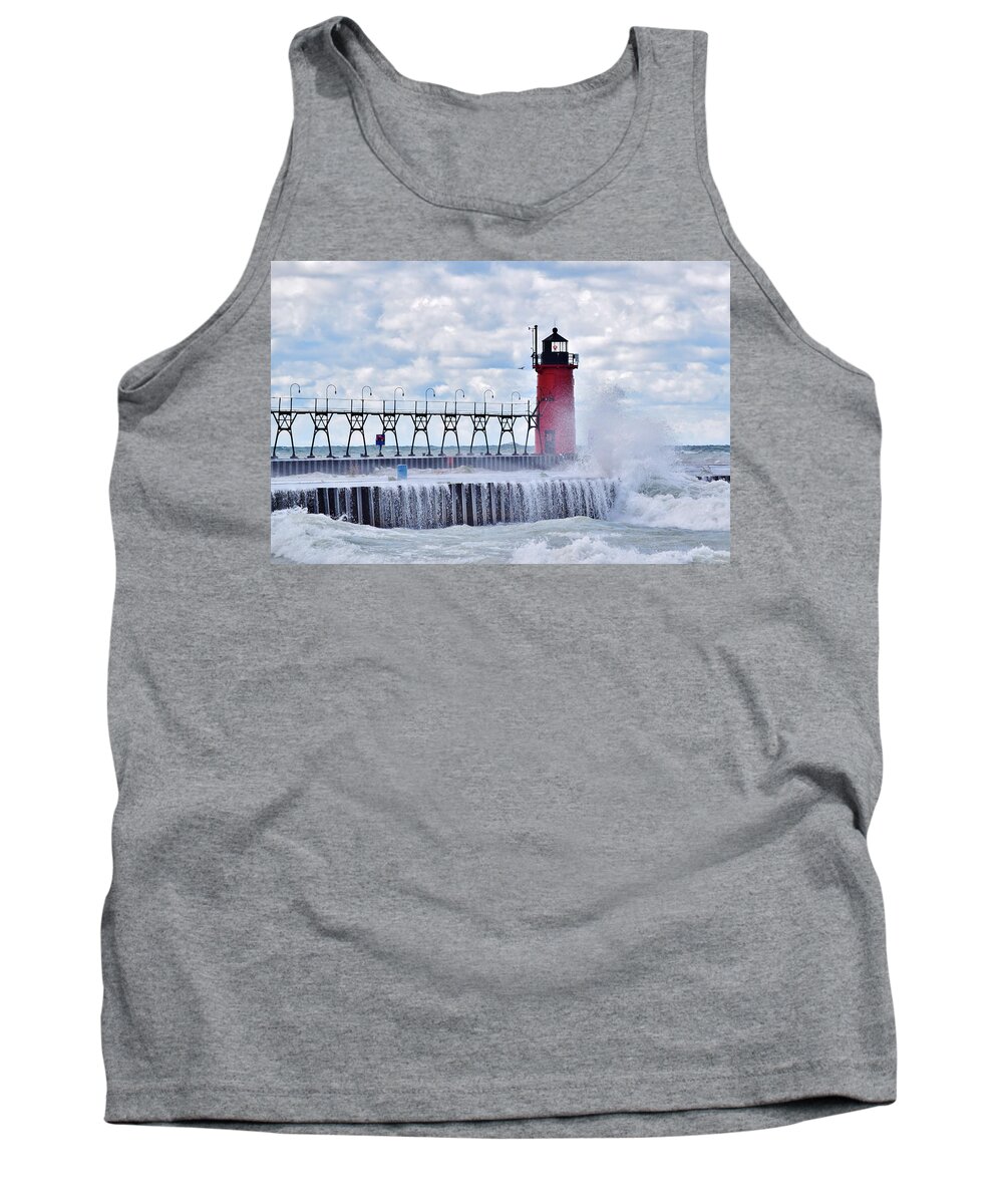 Michigan Tank Top featuring the photograph South Haven Lighthouse by Nicole Lloyd