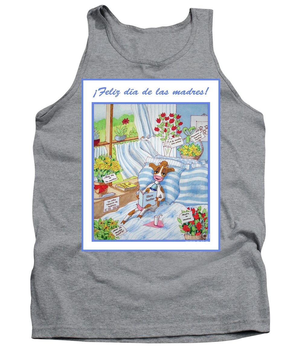 Dia De Las Madres Tank Top featuring the drawing Spanish Moothers Day 2 by Joan Coffey