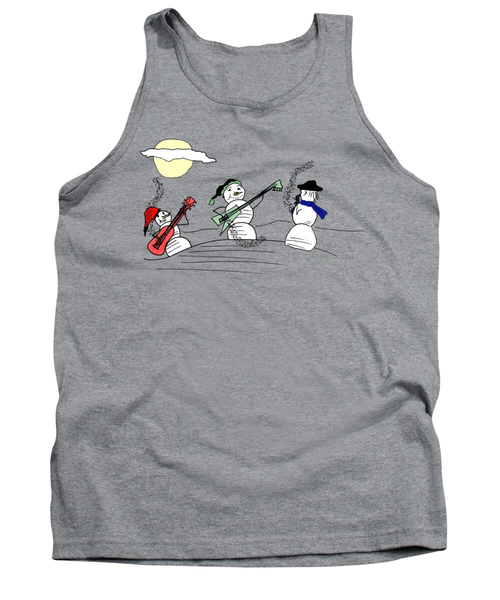 Snowman Tank Top featuring the painting Sparkles Band of Cousins by Belinda Landtroop