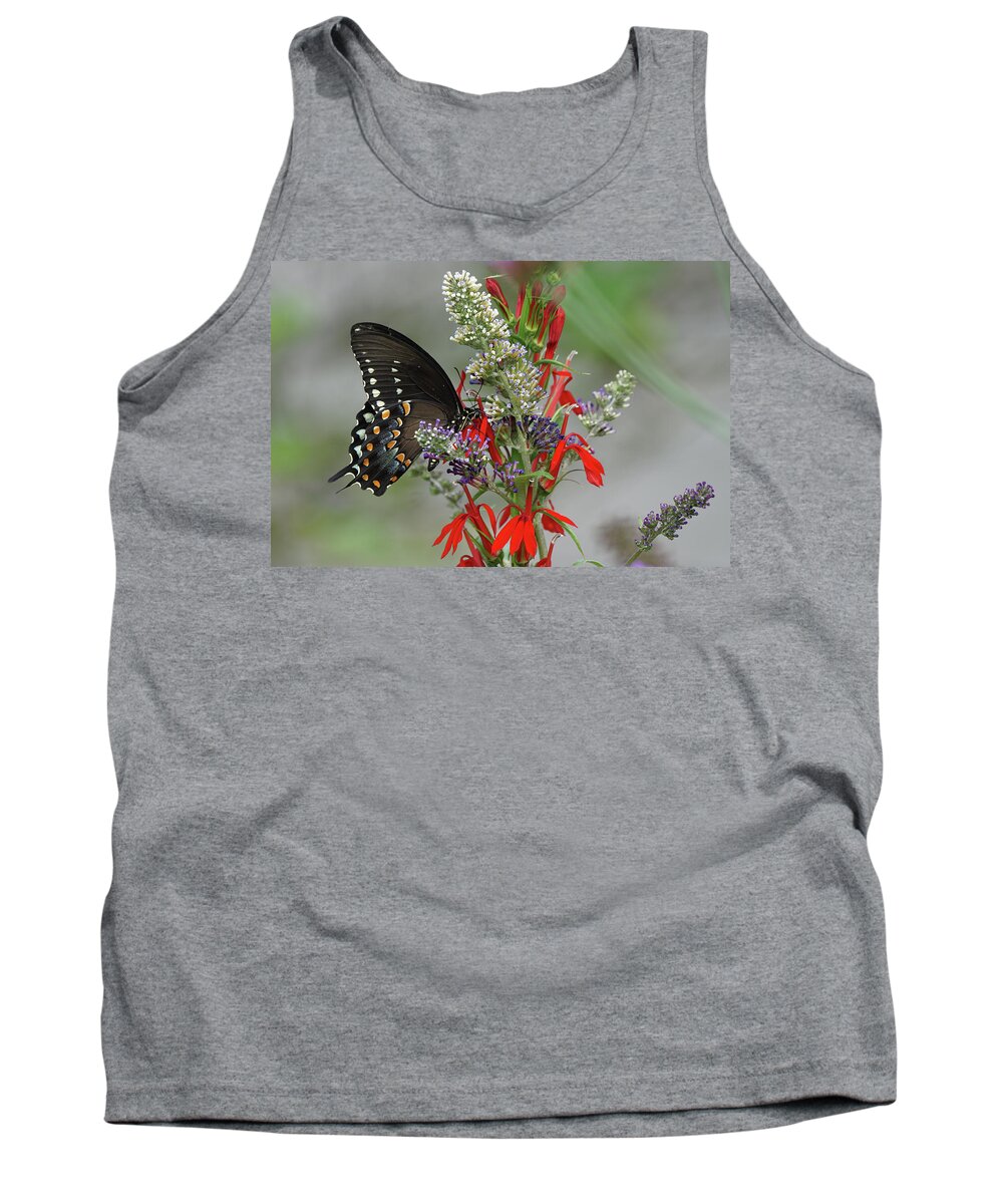 Spicebush Swallowtail Butterfly Tank Top featuring the photograph Spicebush Swallowtail and Flowers by Robert E Alter Reflections of Infinity