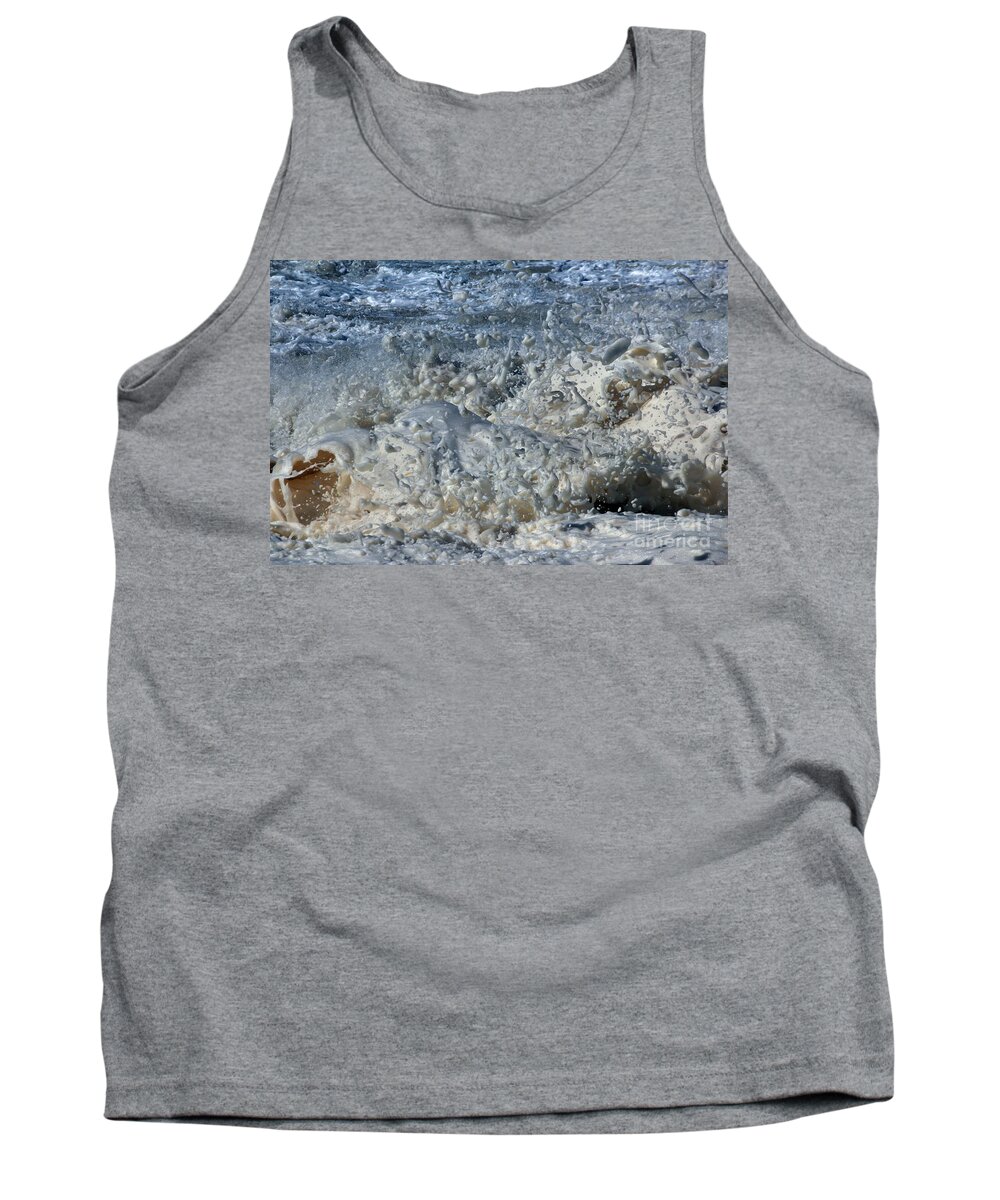 Momentary Water Sculptures Tank Top featuring the photograph Spikey Frothy Splash of a Momenary Water Sculpture by Wernher Krutein