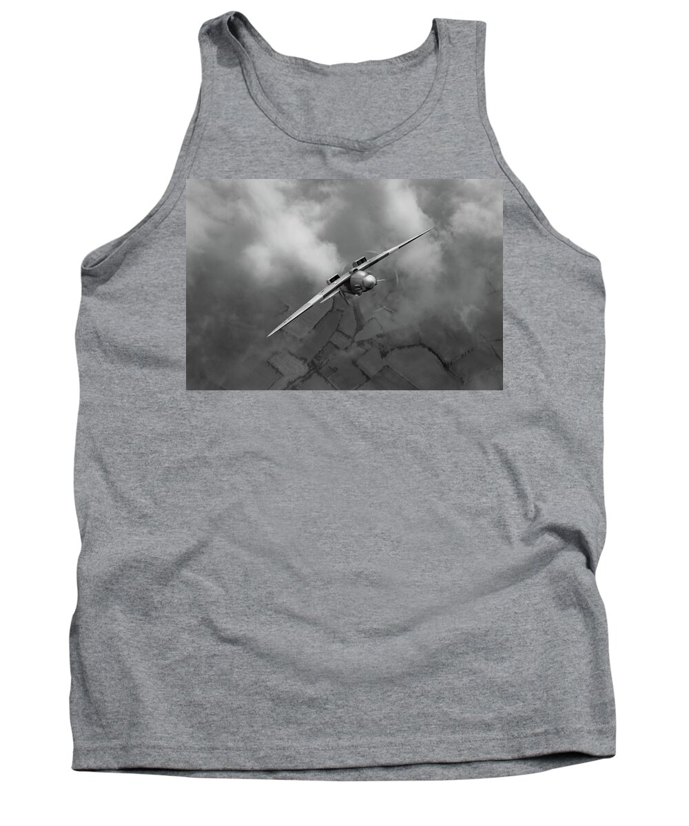 152 Squadron Seac Tank Top featuring the photograph Spitfire PR XIX PS915 looping BW version by Gary Eason