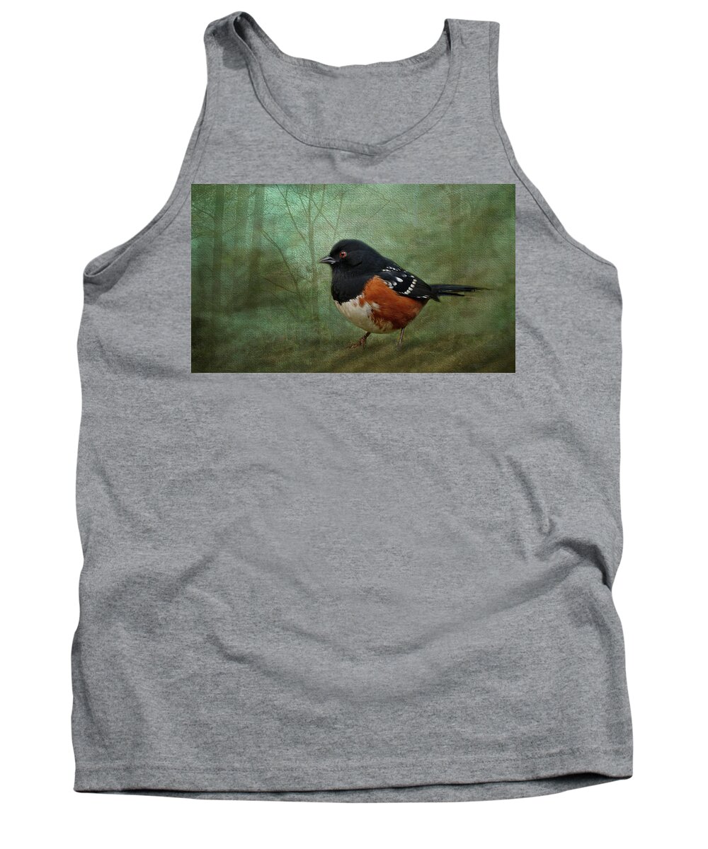 Spotted Towhee Tank Top featuring the photograph Spotted Towhee - 365-183 by Inge Riis McDonald