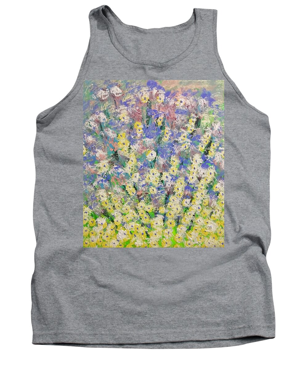 Yellow Tank Top featuring the painting Spring Dreams - SOLD by George Riney