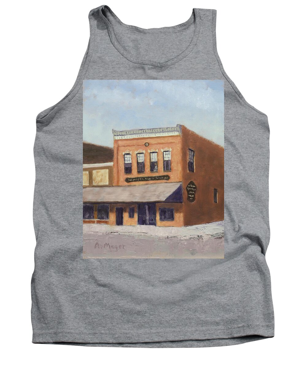 Painting Tank Top featuring the painting Spring Morning Downtown by Alan Mager