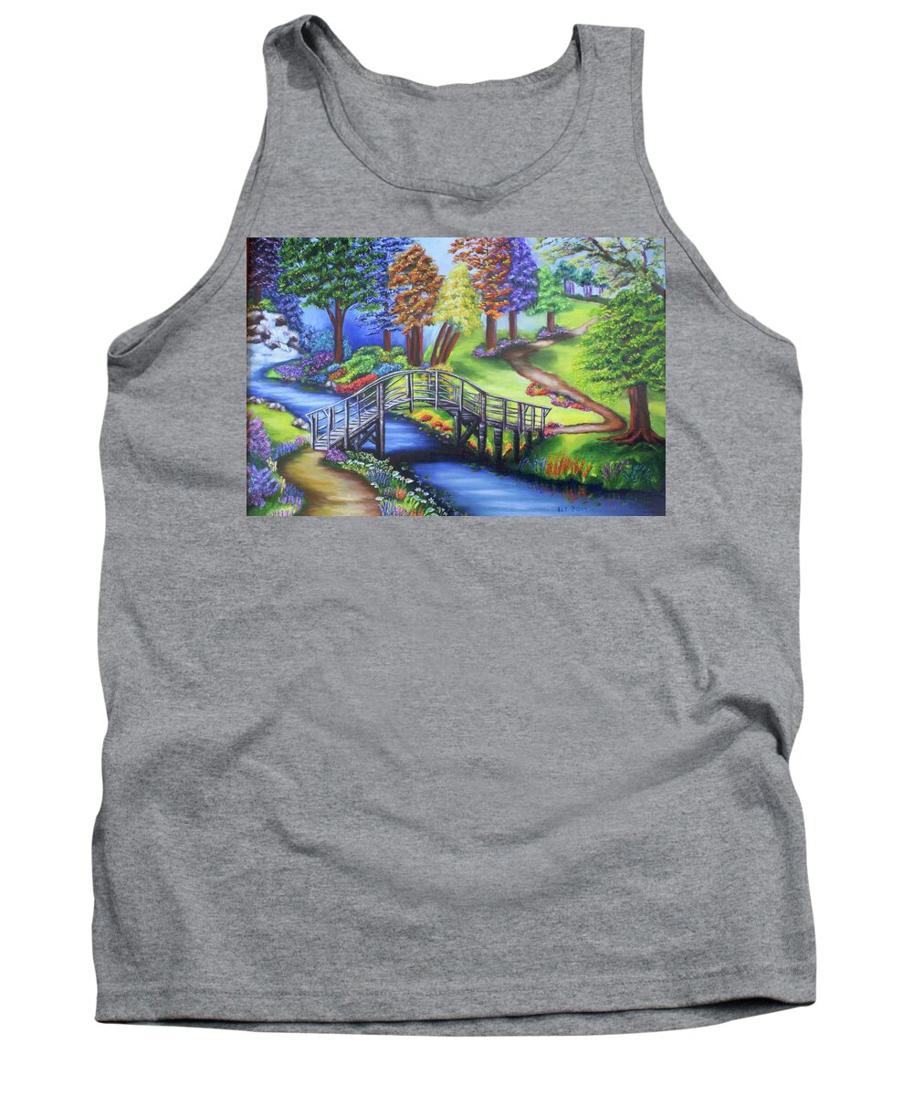 Landscape Tank Top featuring the painting Springtime in the Park by Theresa Cangelosi