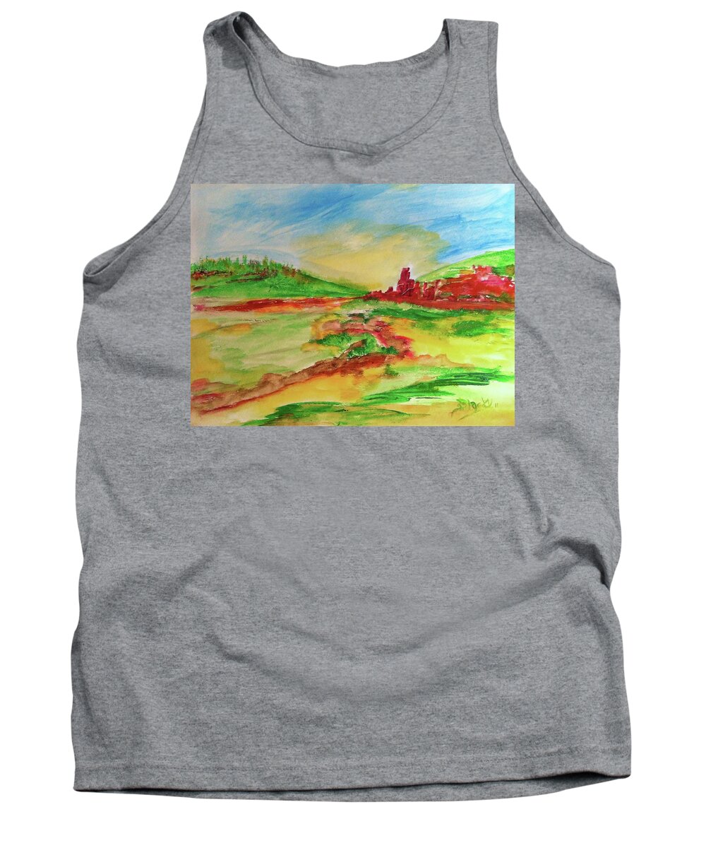 Spring Tank Top featuring the painting Springtime In The Valley by Donna Blackhall