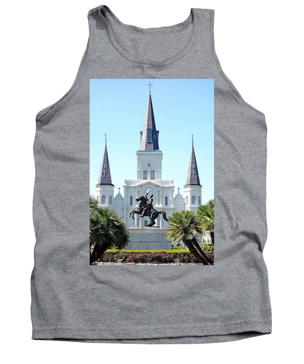 St. Louis Cathedral Tank Top featuring the photograph St. Louis Cathedral from Jackson Square by Robert Meyers-Lussier