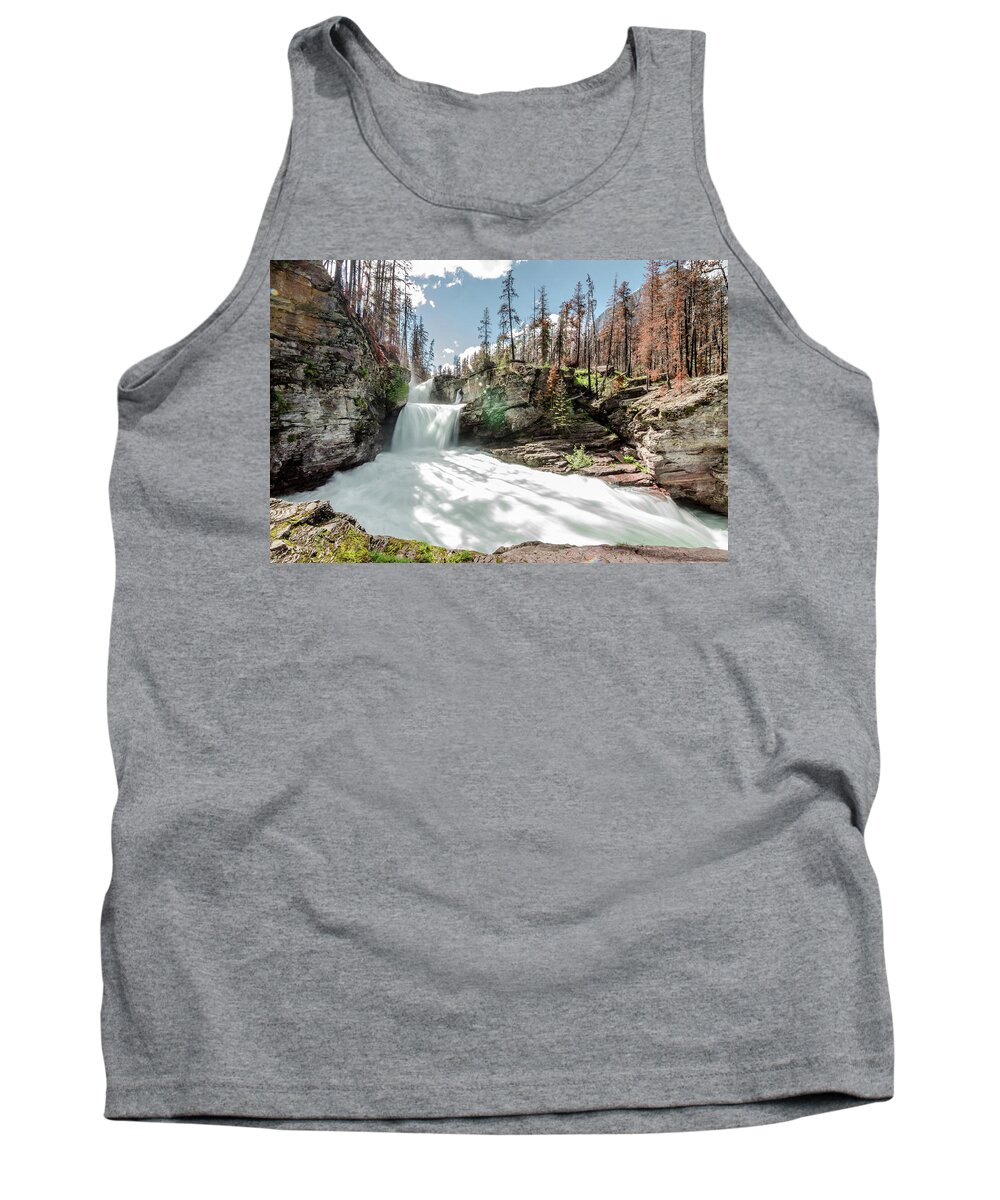 Glacier Tank Top featuring the photograph St. Mary Falls by Margaret Pitcher