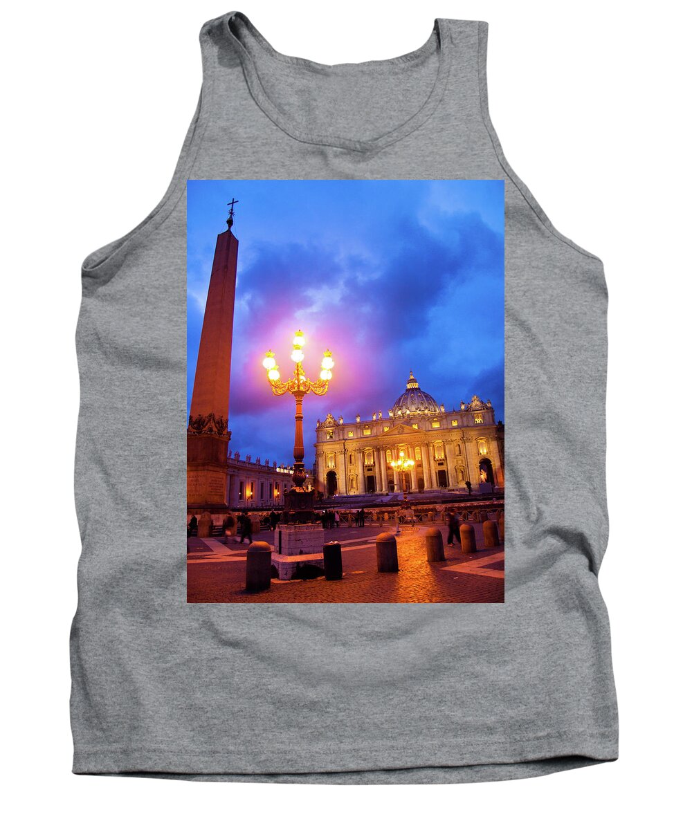 Architecture Tank Top featuring the photograph St. Peters Cathedral at Night by Steven Myers