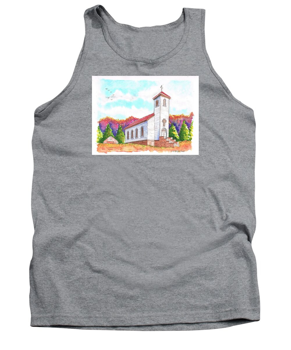 St. Peter's Catholic Church Tank Top featuring the painting St. Peter's Catholic Church, Fayette, MI by Carlos G Groppa