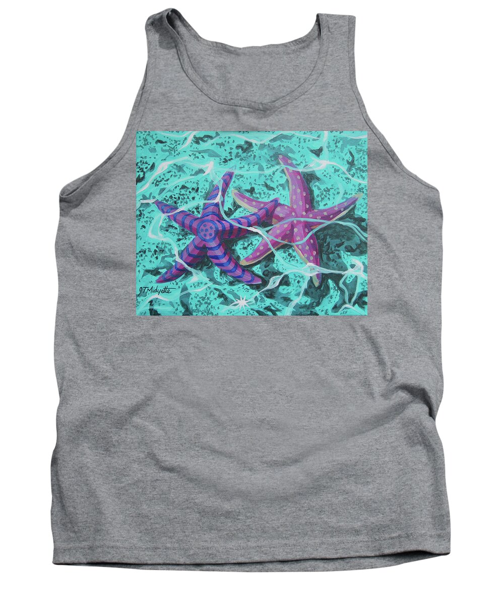Starfish Tank Top featuring the painting Starfish in Love by Tommy Midyette