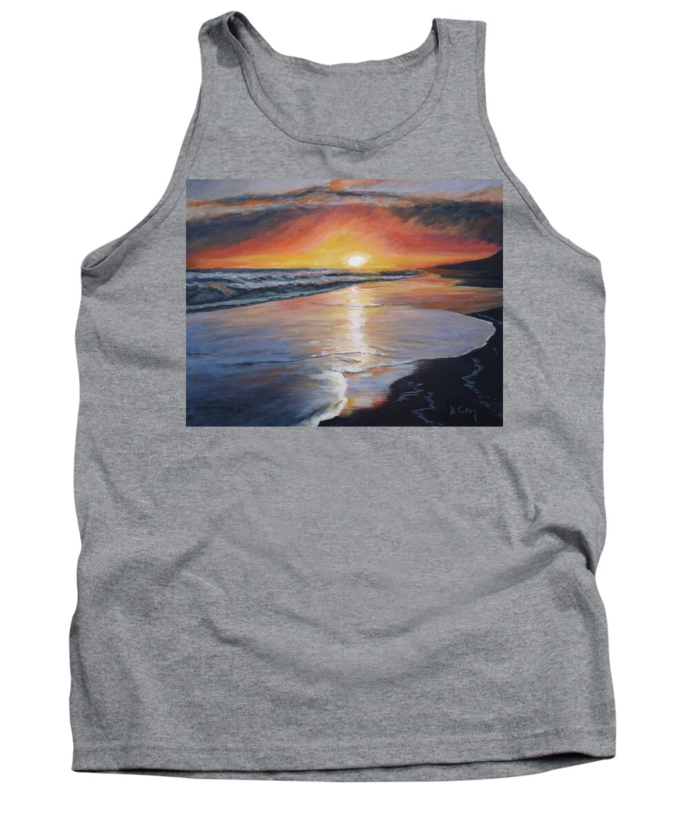 Beach Tank Top featuring the painting Stephanie's Sunset by Donna Tuten