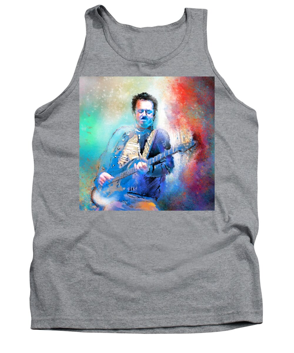 Music Tank Top featuring the painting Steve Lukather 01 by Miki De Goodaboom