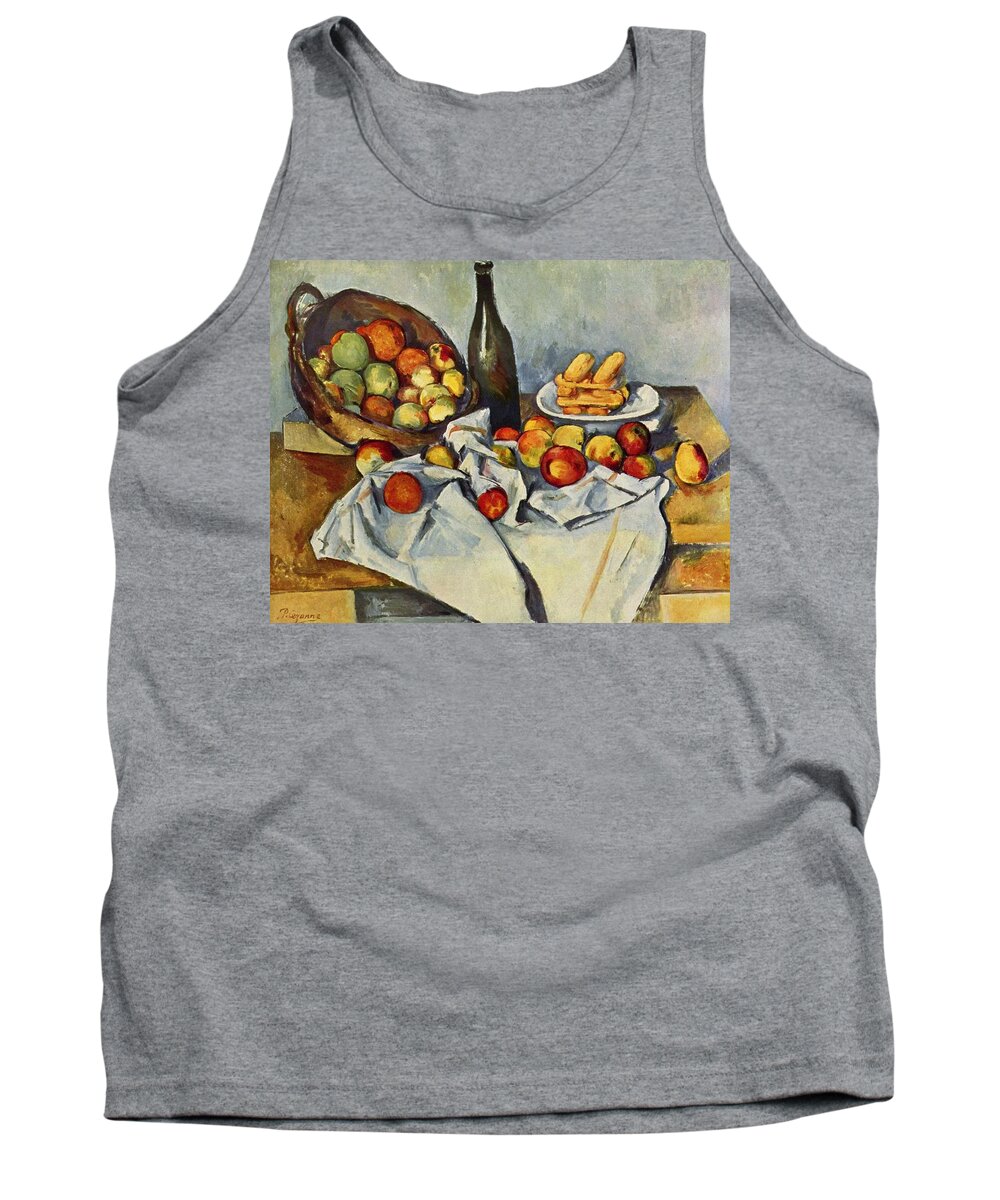 Cezanne Tank Top featuring the painting Still Life With Bottle And Apple Basket by Pam Neilands