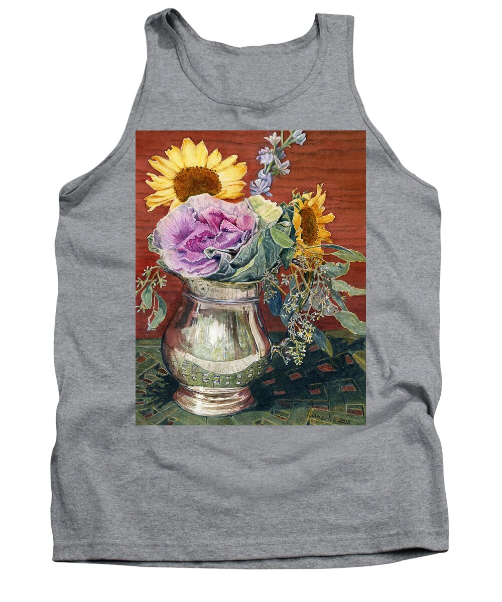 Still Life Tank Top featuring the painting Still Life with Flowers by Wendy Keeney-Kennicutt