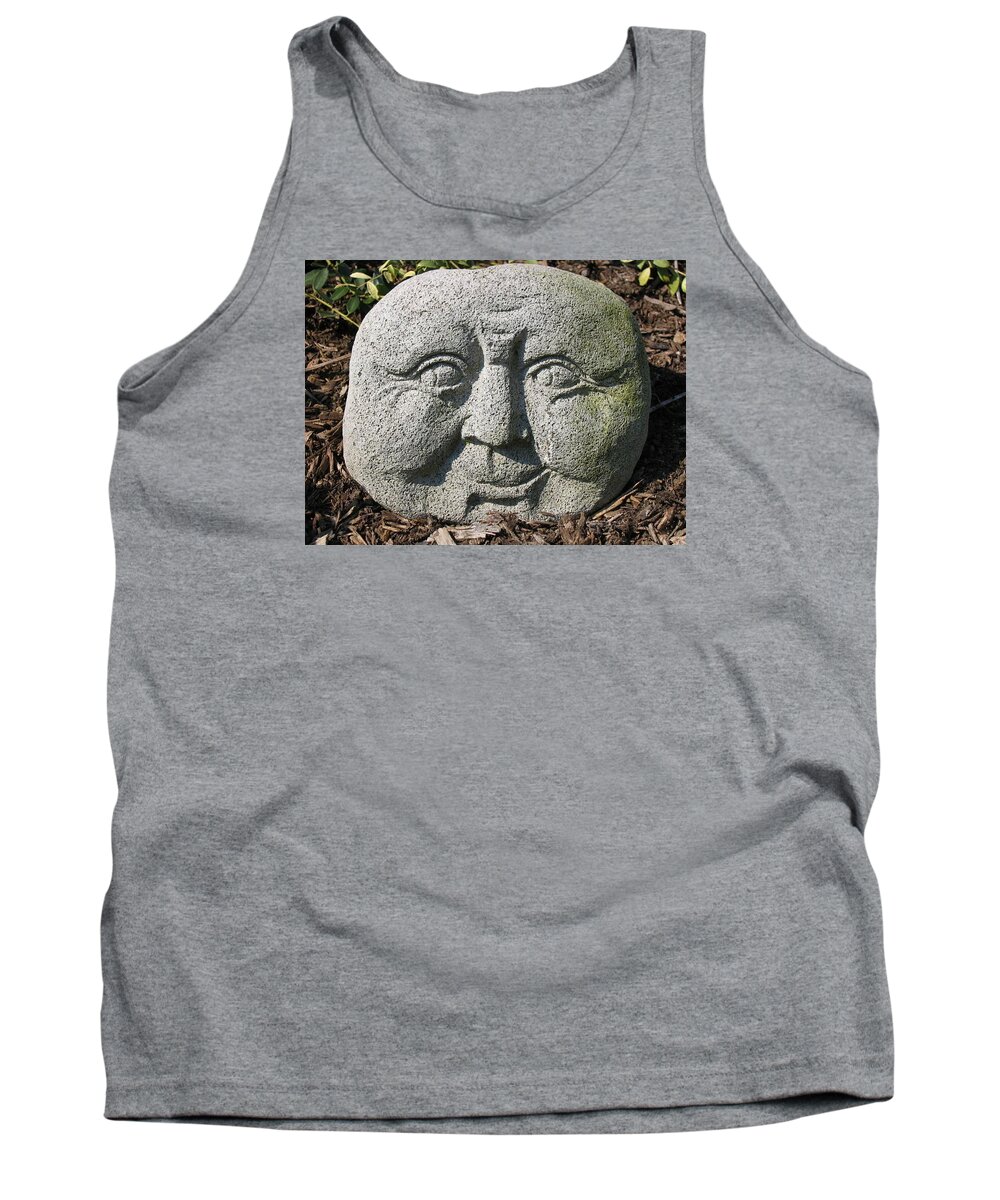 Garden Whimsy Tank Top featuring the photograph Stoneface by Charles Kraus