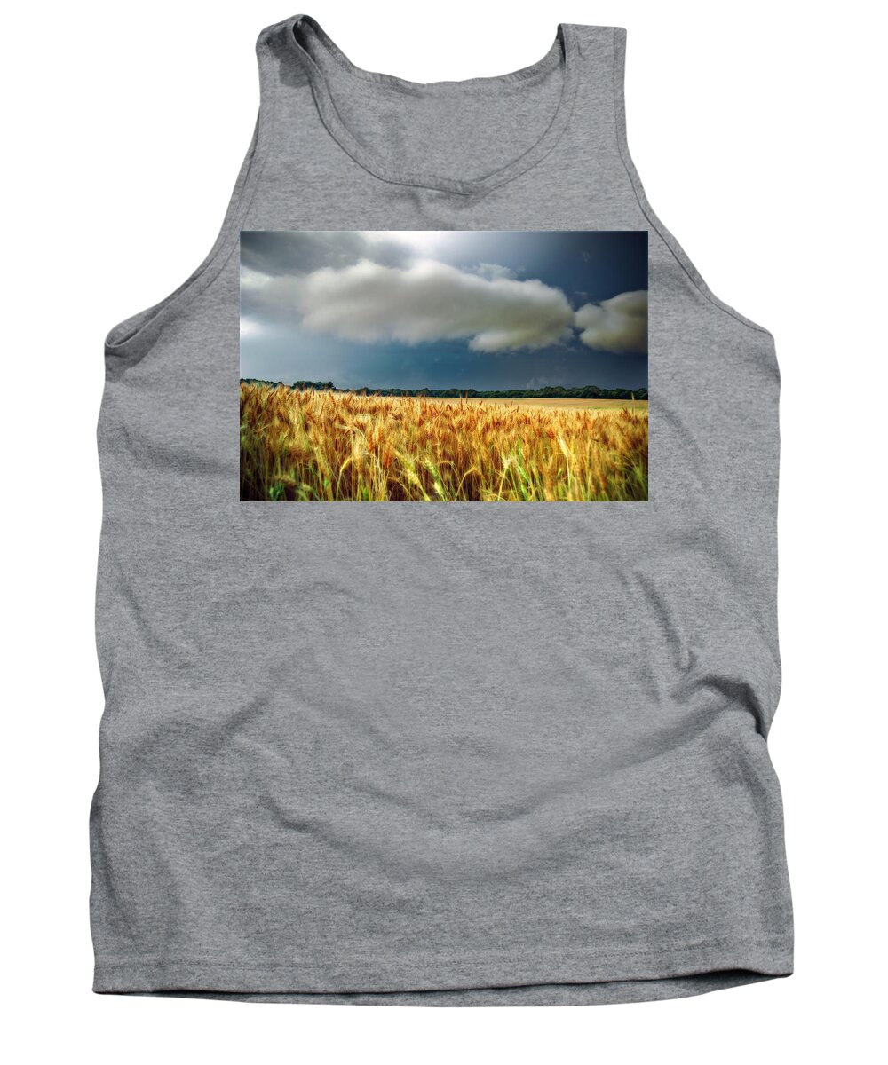 Landscape Tank Top featuring the photograph Storm Over Ripening Wheat by Eric Benjamin