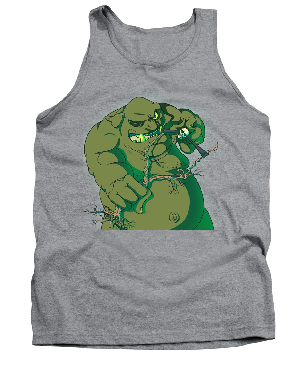 Ogre Tank Top featuring the digital art Storybook ogre shooting heads by Jorgo Photography