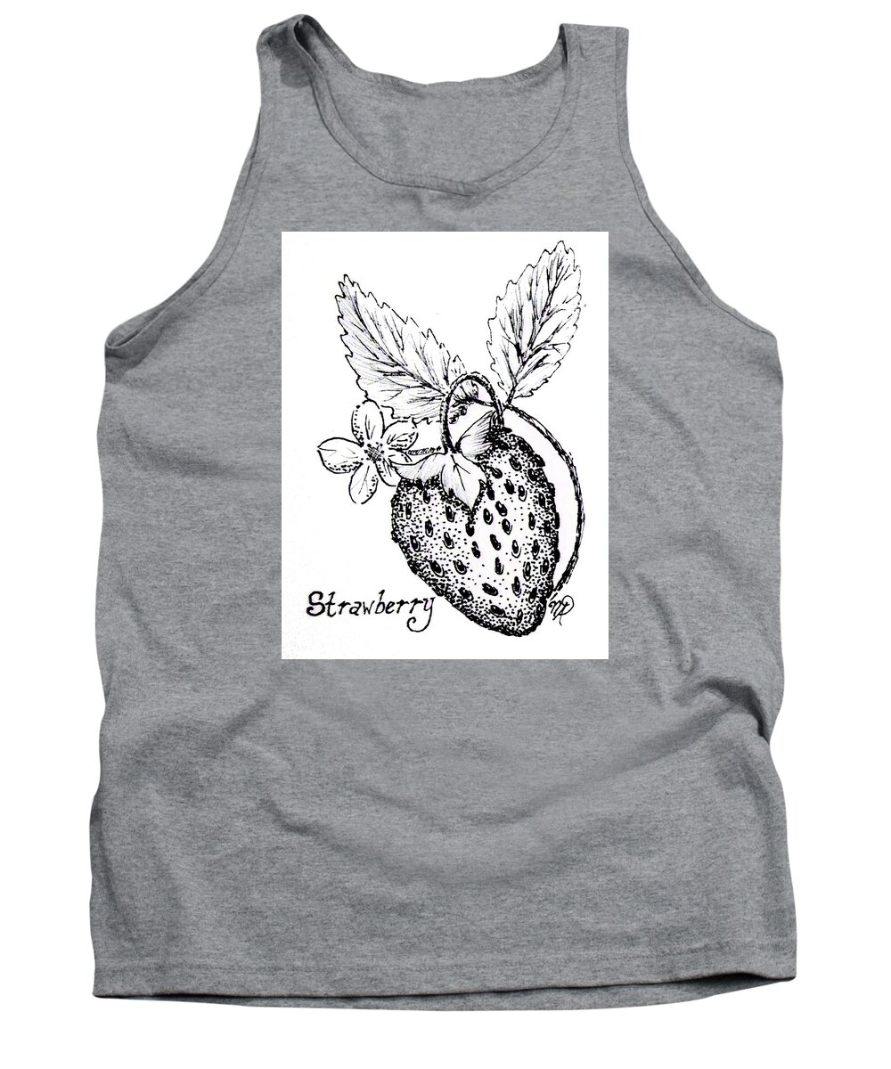 Strawberry Tank Top featuring the drawing Strawberry Dreams by Nicole Angell
