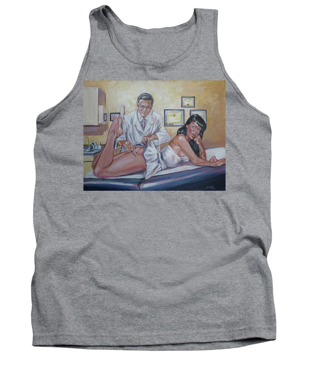Bettie Page Tank Top featuring the painting Stupid Cupid by Bryan Bustard