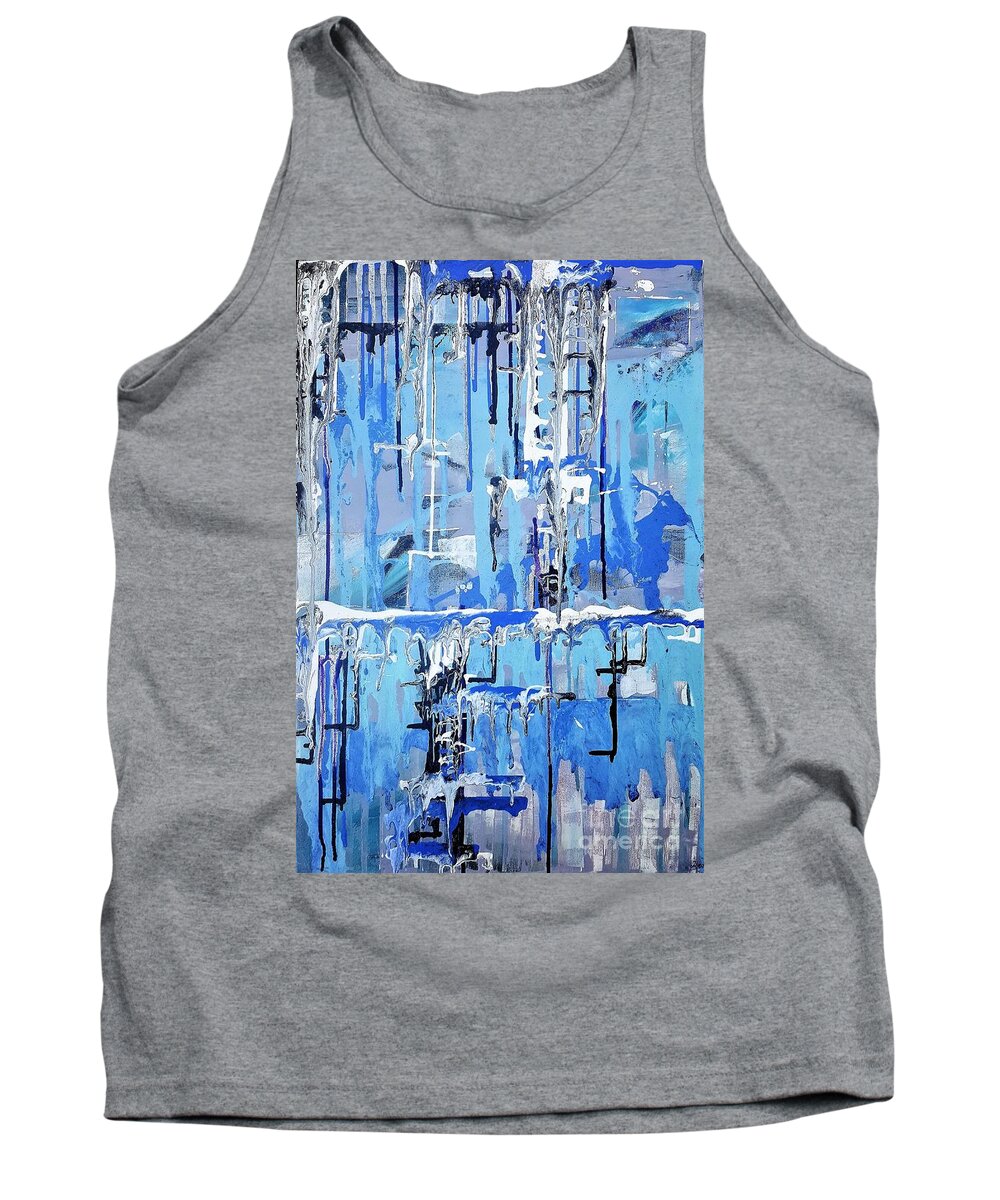 Abstract Tank Top featuring the painting Suburbia Blues by Tracey Lee Cassin