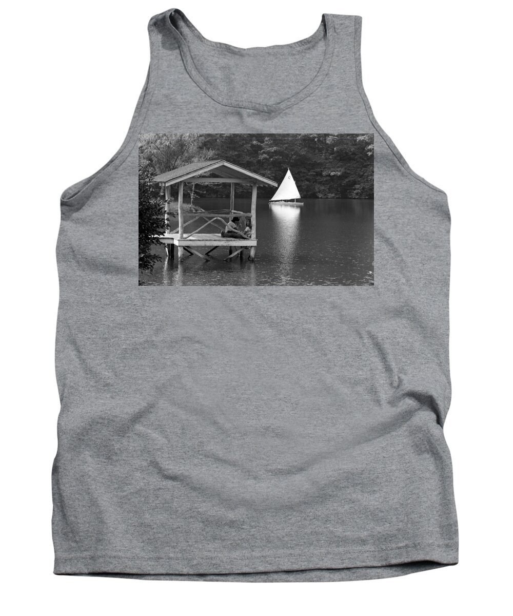 Summer Camp Tank Top featuring the photograph Summer Camp Black and White 1 by Michael Fryd