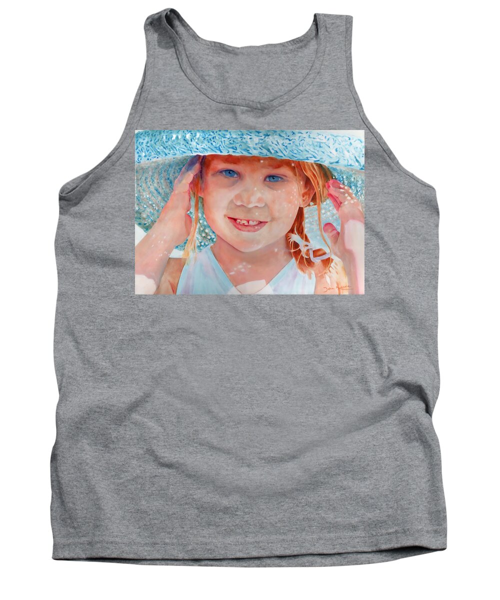 Girl Tank Top featuring the painting My New Hat by John Neeve