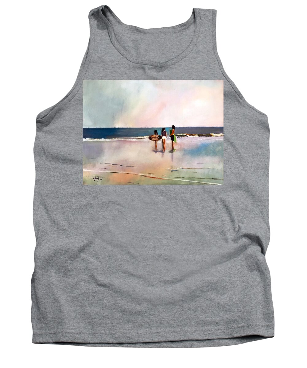 Beach Tank Top featuring the painting Summer Fun by Josef Kelly