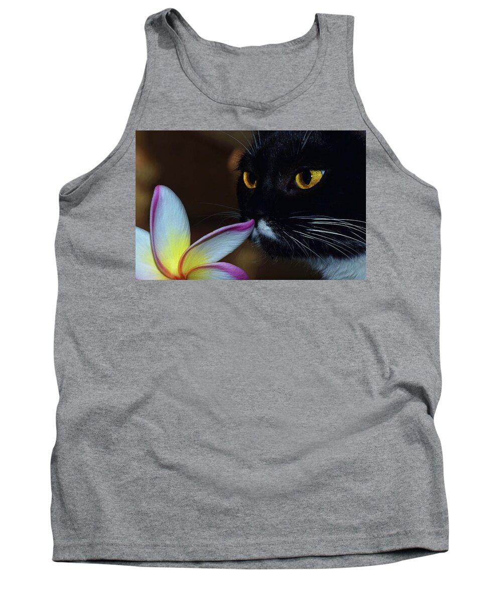 Photograph Tank Top featuring the photograph Summer Sniffing Plumaria by Larah McElroy